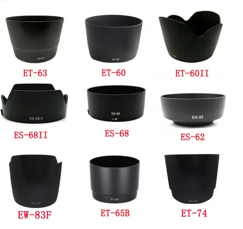 10 шт./лот ET-60 ET-60II ET-63 ET-65B ES-62 ES-68 ES-68II ET-74 EW-83F бленда для объектива камеры canon