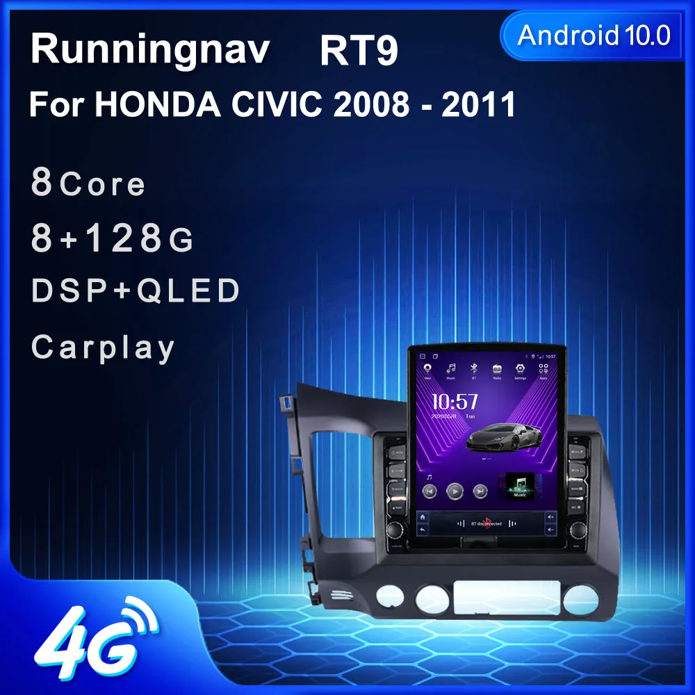 

Runningnav для HONDA CIVIC 2008, 2009, 2010, 2011, автомобильное радио, мультимедийный видеоплеер, GPS-навигация