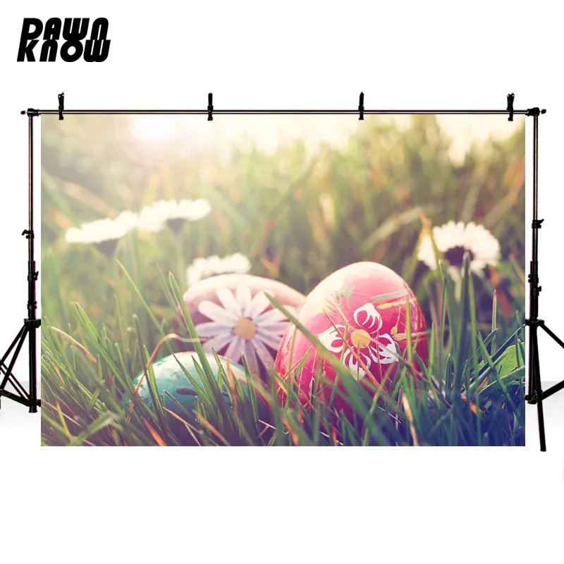 

DAWNKNOW счастливый день Пасхи солнце цветок фон для фотосъемки с изображением яйца трава фотографический фон для фотографирования малышей с и...