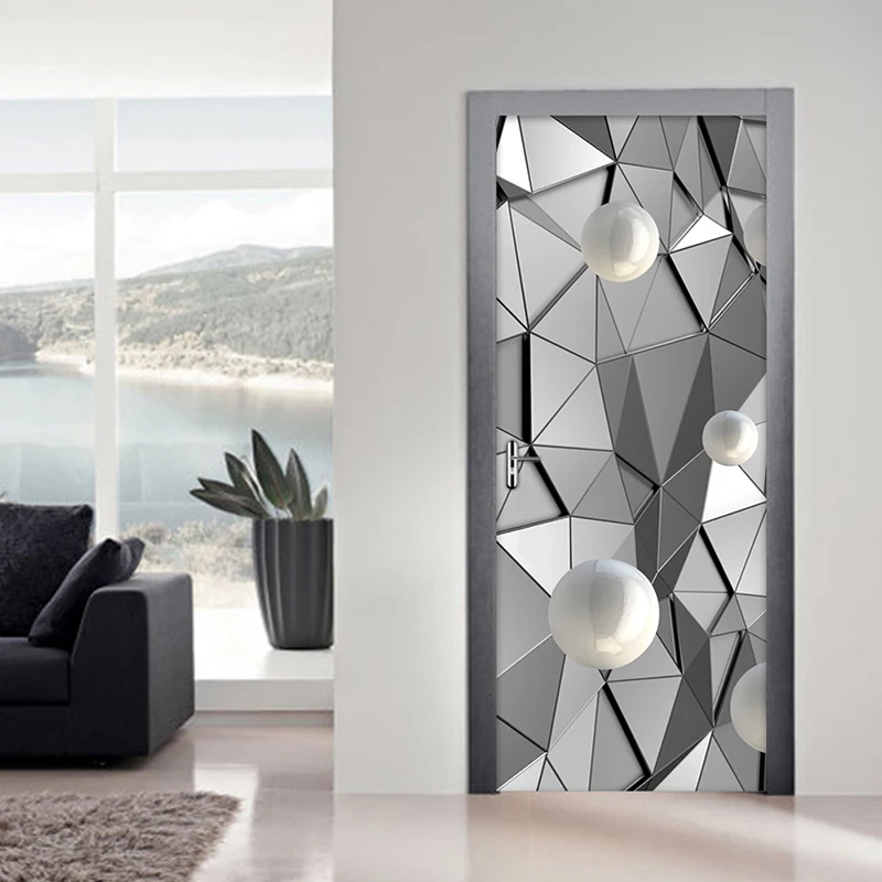 Наклейка на дверь ПВХ самоклеящаяся 3D геометрия круг шар настенные наклейки с