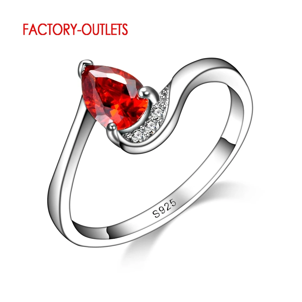 Высококачественные 925 цветные кольца для женщин с искусственным гранатом