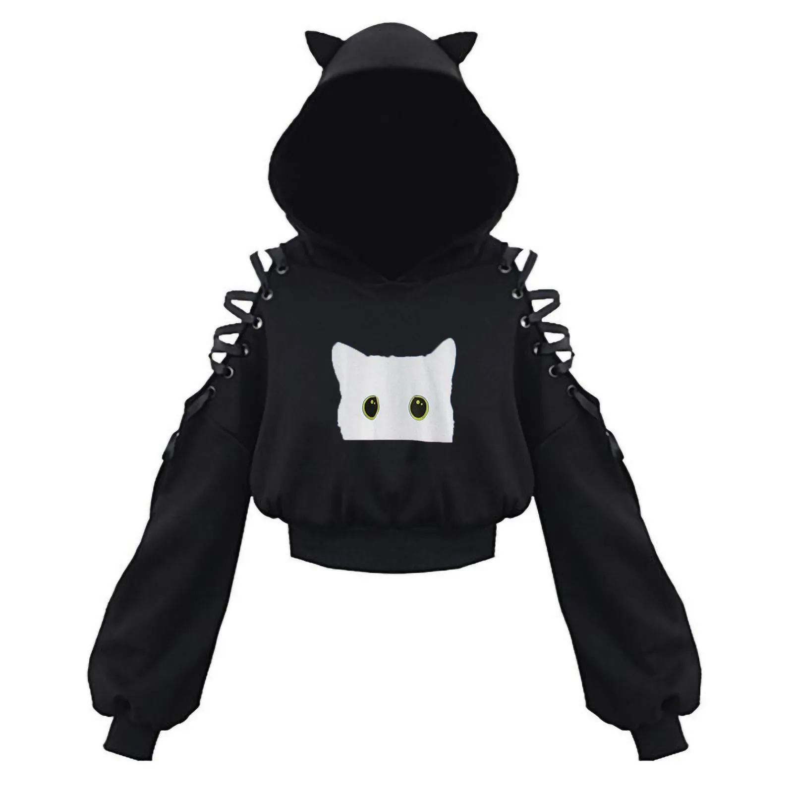 2021 Women's Cat Ear Hoodie Pullover Long Sleeve Hooded Sweatshirt Autumn And Winter Cute Gothic For Women Sweetshirts#25