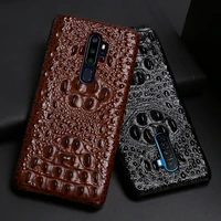 genuine leather phone case for realme 3 5 6 x lite xt x2 x50 pro q cases natural cowhide crocodile head texture cover funda capa