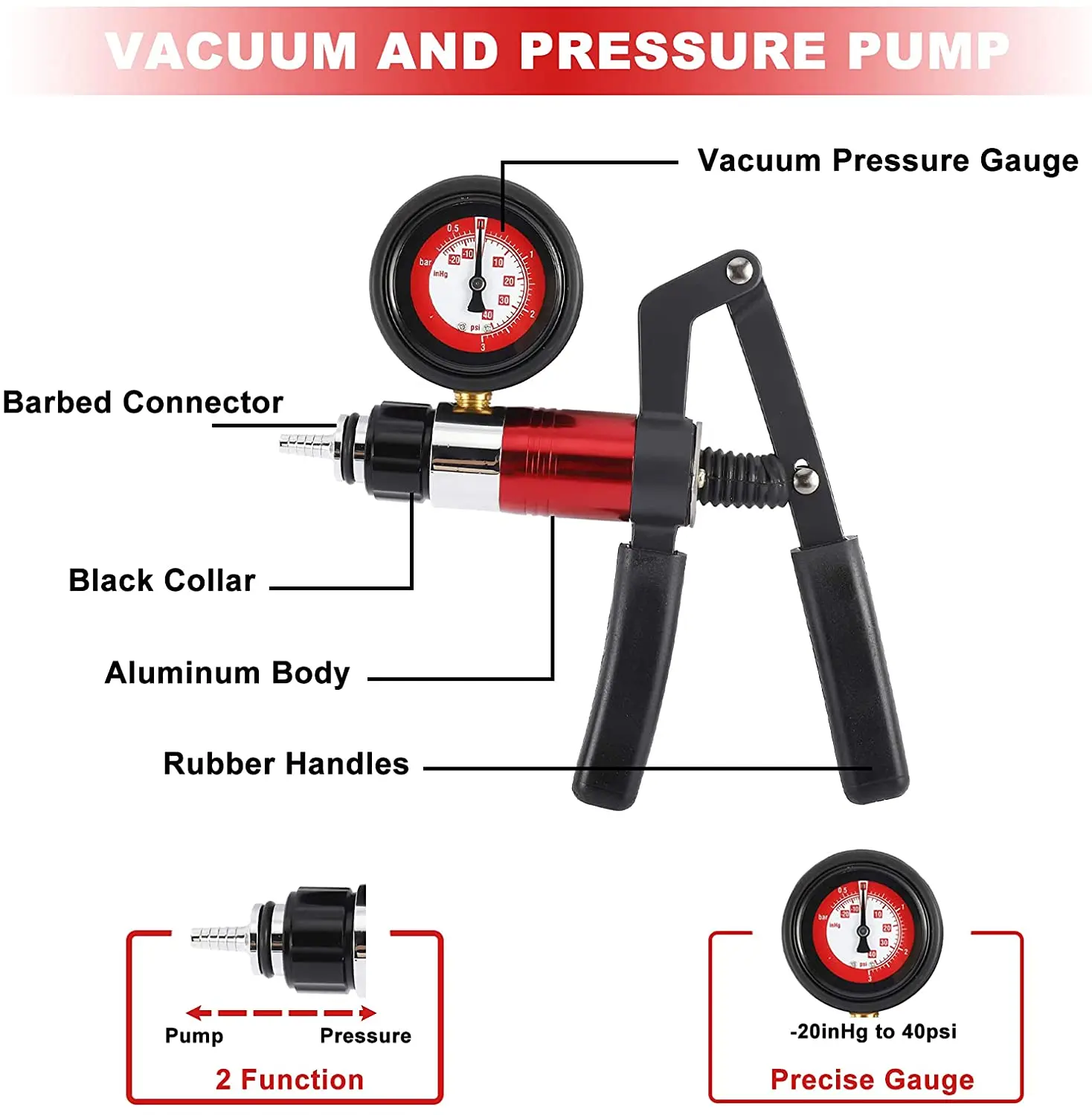 23pcs Hand Held Vacuum Pump Tester Set Vacuum Gauge and Brake Bleeder Kit for Automotive  Auto Diagnostic-tool images - 6