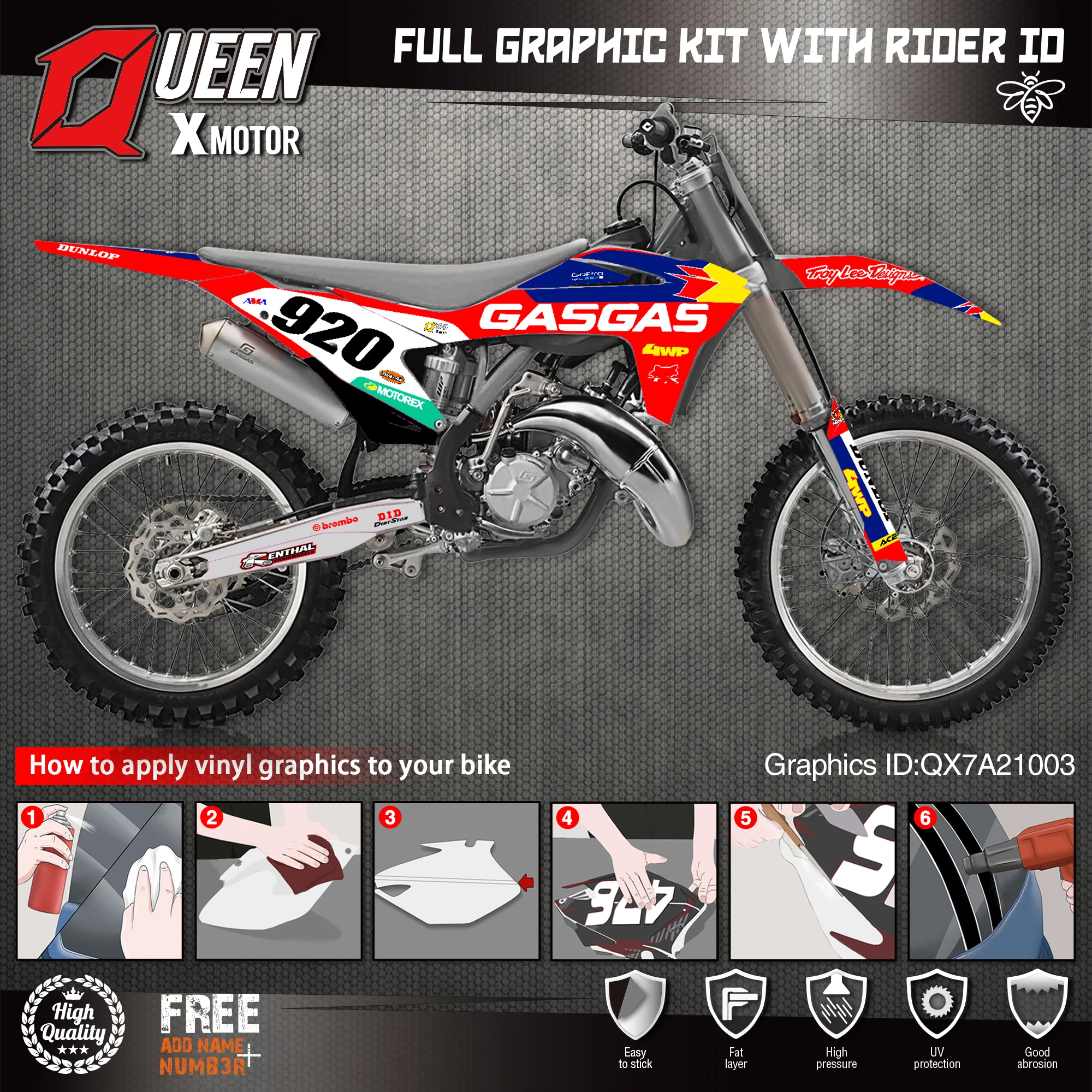 Набор наклеек QUEEN X MOTOR 3 м для GASGAS 2021 2022 2023 EC MC 003 |