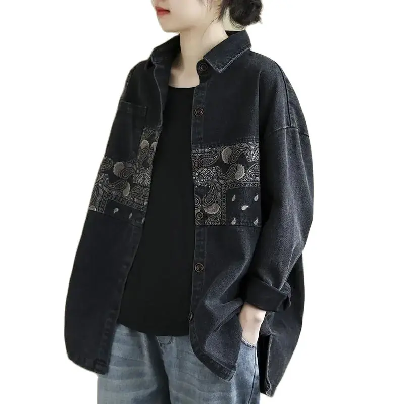 Новинка весна-осень 2023 свободная литературная рубашка в стиле ретро с длинными