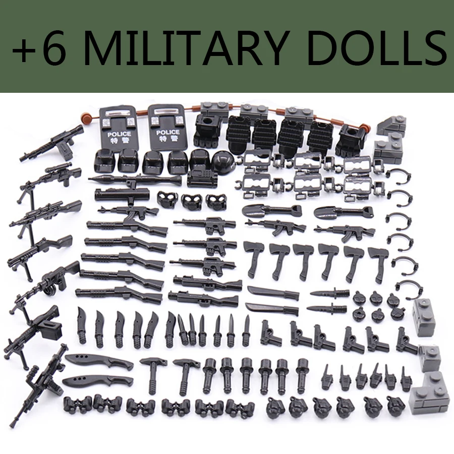 6 шт. новые просветленные военные спецназ городской полиции Минифигурка