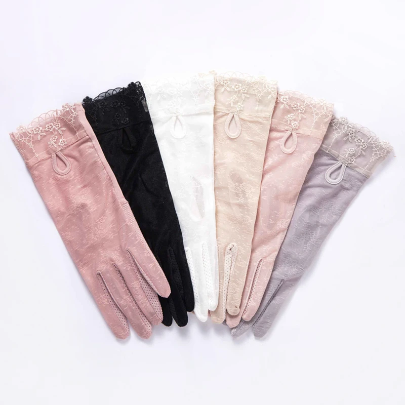 

Fashion Sexy Lace Touch Screen Gloves Summer Sunscreen Ladies Anti-UV Driving Anti-Skid Cycling Lace Lotus Leaf Gloves