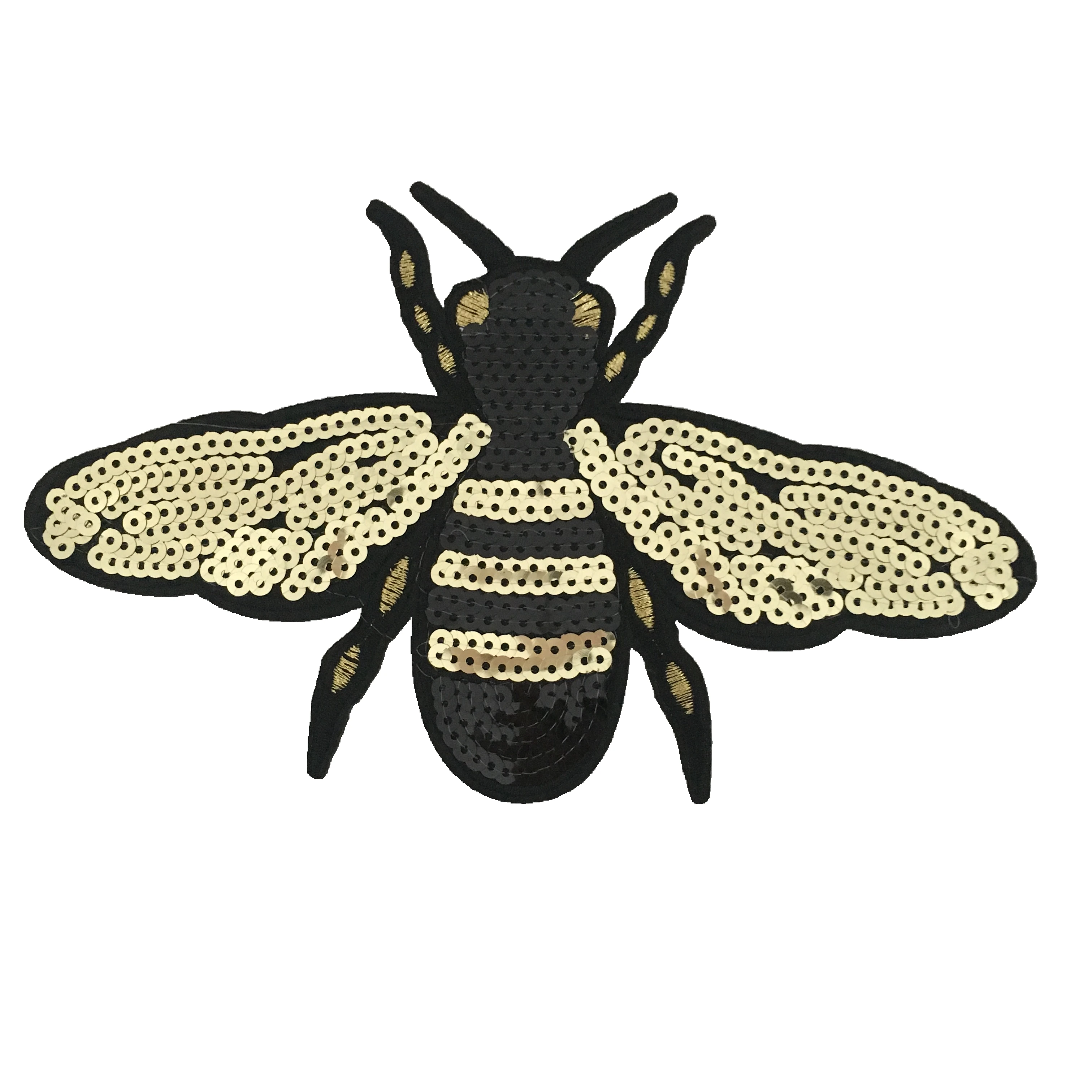 

3PCS/SET Gold Bee Patches Iron on Patches for Clothes Jacket DIY Accessory Decorative Applique Insect Honeybee Sequined Patches