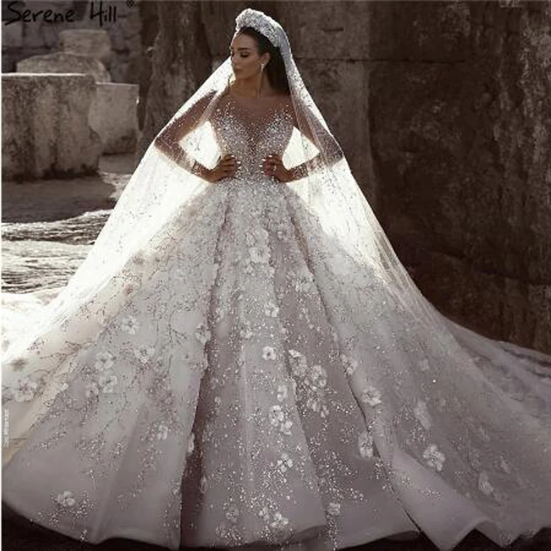 

Роскошное бальное платье с искусственными цветами, жемчужинами и блестками, свадебные платья на шнуровке с круглым вырезом, свадебное плат...