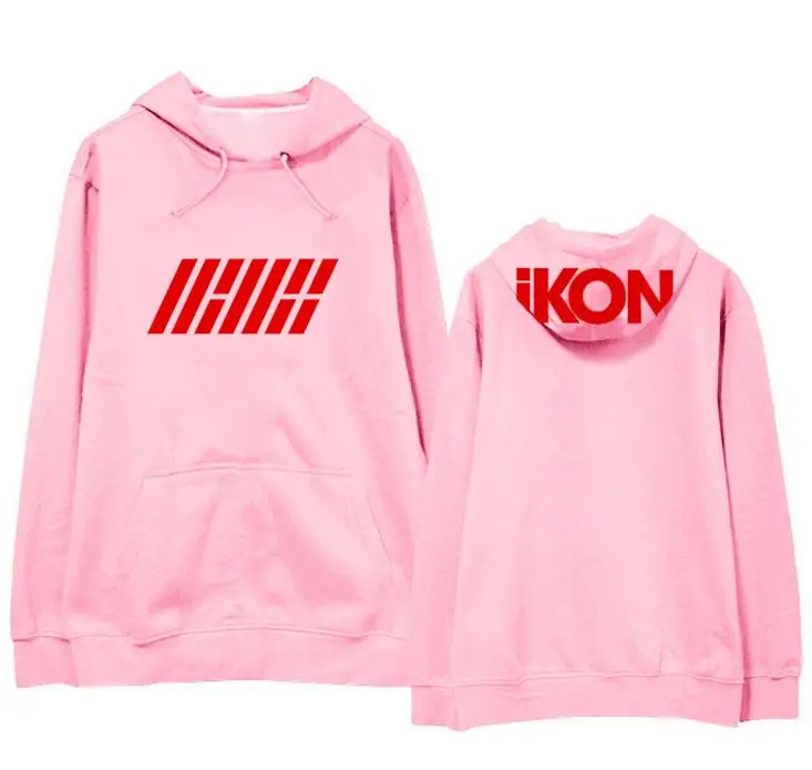Пуловер с принтом логотипа Kpop Ikon концерта толстовки для фанатов унисекс