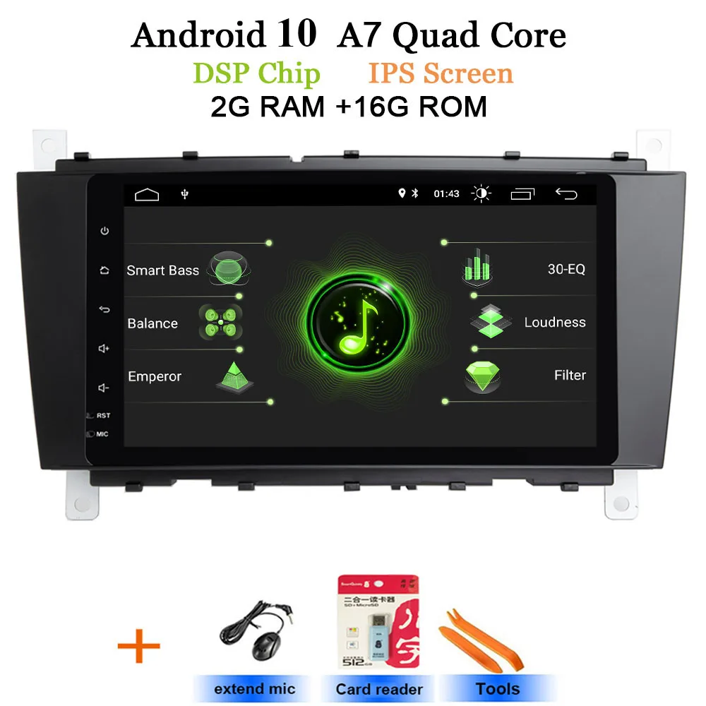 Android OS 2G-16G DSP ips Android 10 автомобильный стерео радио для Mercedes/Benz W203 W209 C180 C200 C220 C230 C240 C250, " gps автомобильный головное устройство плеер - Цвет: Android OS 2G-16G