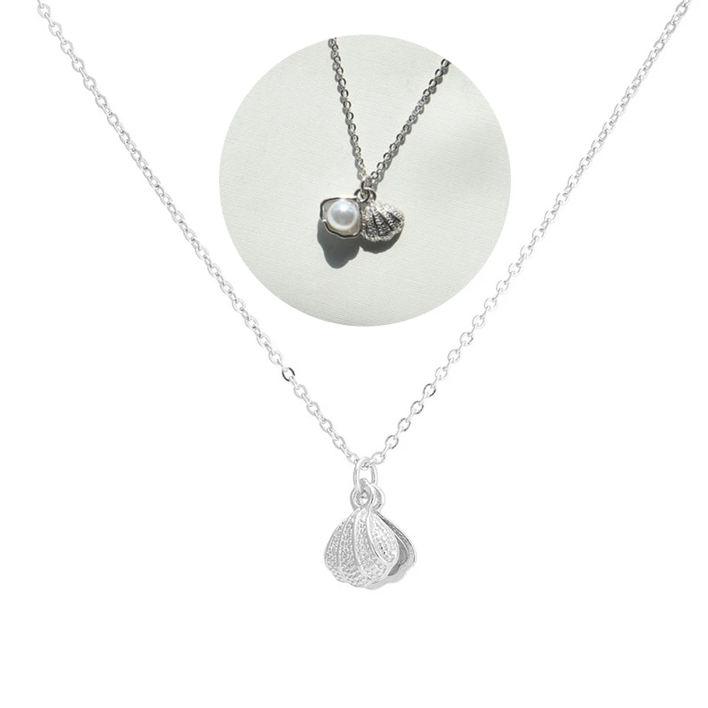 1 шт. серебряное ожерелье с подвеской в виде ракушки Женская мода простой кулон
