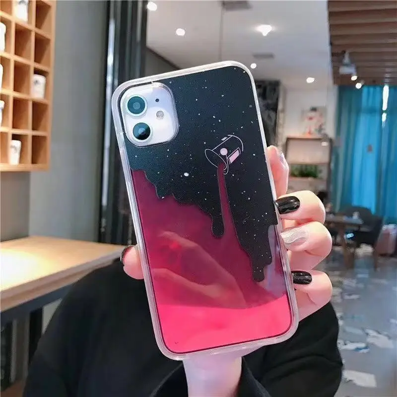 Purple paint Роскошный светящийся неоновый песок светится в темноте жидкий зыбучий песок чехол для телефона для iPhone 11 Pro MAX XS Max XR XS 7 8 6 Plus чехол - Цвет: Purple paint