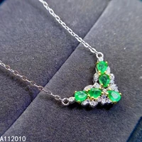 kjjeaxcmy fine jewelry 925 sterling silver inlaid natural emerald womans trendy new pendant luxury necklace support test