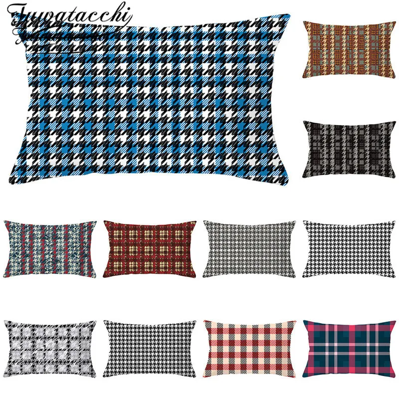 Fuwatacchi винтажный клетчатый узор наволочка геометрический прямоугольник