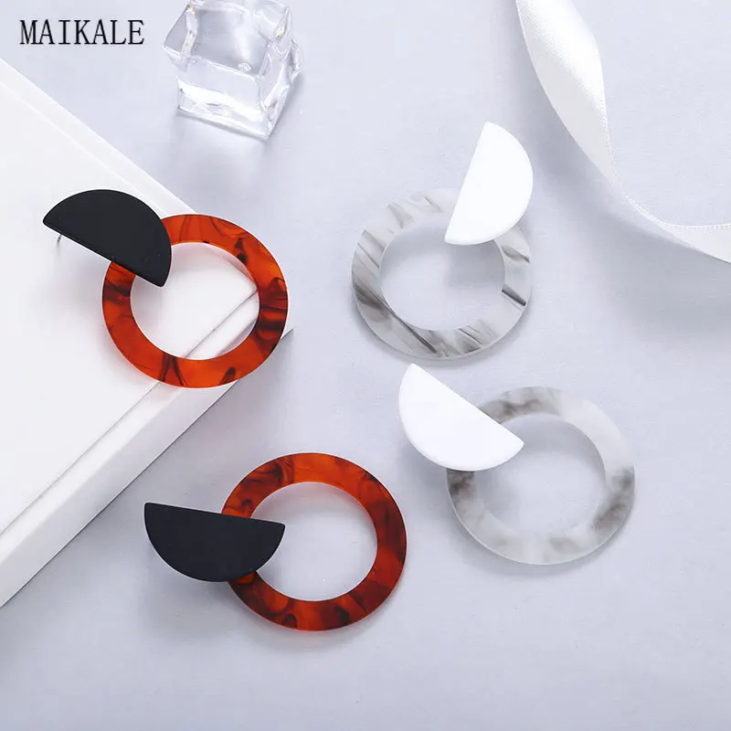 Женские простые серьги подвески MAIKALE круглые из ацетата Богемские Этнические