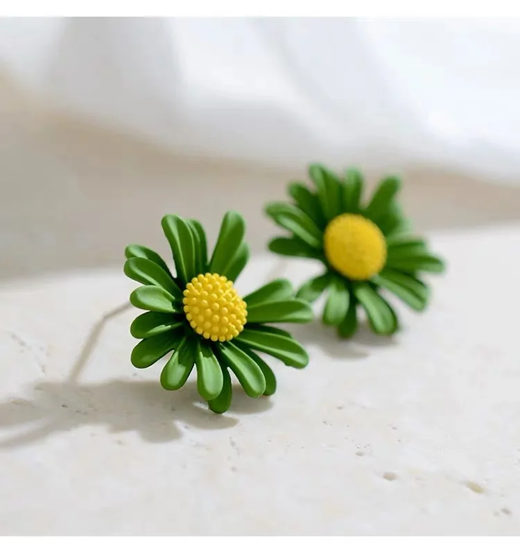 Женские серьги гвоздики в Корейском стиле с цветком Маргаритки|Серьги-гвоздики| |