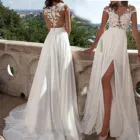 Женское свадебное вечернее платье, модные кружевные вечерние платья с V-образным вырезом, сексуальное белое свадебное платье, пляжный сарафан, платья, халат на лето
