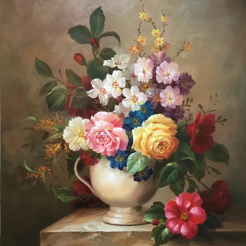 KOWELL 100% Классическая Цветочная ваза ручная роспись масляная живопись на холсте