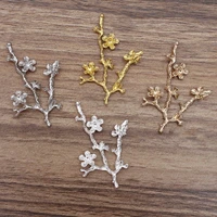 10pcs 39x55mm leaf branch charms silver gold color metal pendants for jewelry making diy necklace headwear hairpin accessories