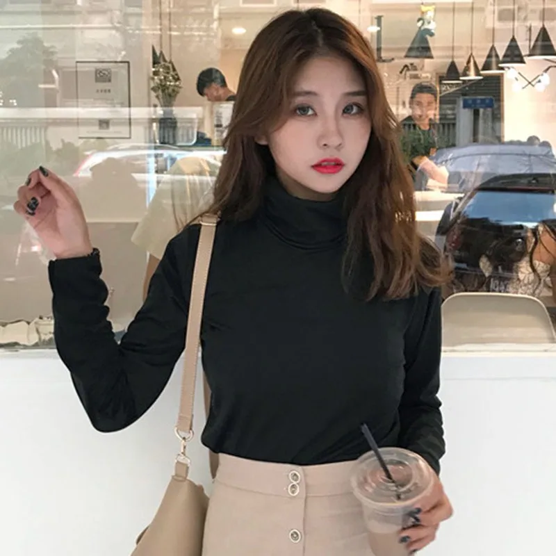 Женский полосатый тонкий пуловер женская футболка осенняя Водолазка с длинным