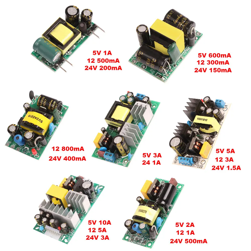 

AC-DC 5V 12V 24V 1A 2A 3A 5A 10A импульсный источник питания с неизолированным контуром от 100-265V до 24V 12V 5V плата регулятора для ремонта