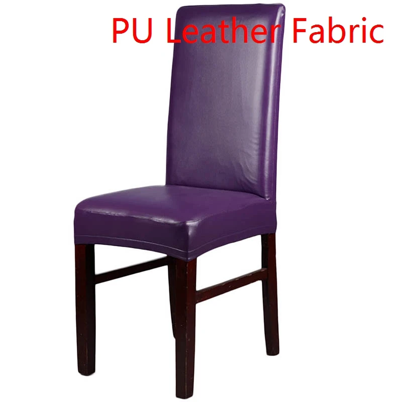 purple 1/2/4 шт. Чехлы для обеденного стула, одноцветное из искусственной кожи Водонепроницаемый и маслостойкая стрейч обеденный стул обложка чехол для дома декоративные - Цвет: purple