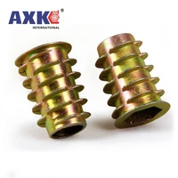 10x m4 m5 m6 m8 metal hexagon hex socket head embedded insert nut e nut for wood furniture inside and outside thread zinc alloy
