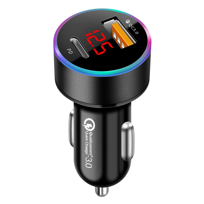 

USB Car Charger LCD Display Mini Quick Charge 3.0 6A 36W QC3.0 Fast Charger For iPhone 12 Huawei Xiaomi Type C Mobile Phone