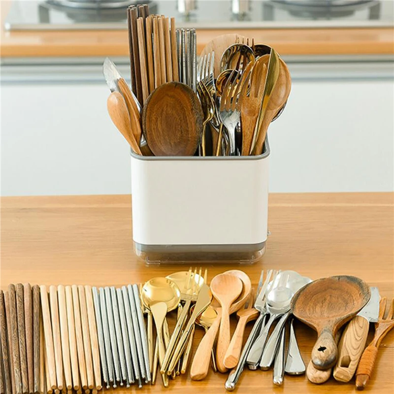 

Multifunctional Spoon Fork Chopstick Storage Holder Box Double Layer Cutlery Drain Rack Organizer Racks For Kitchen