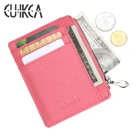 cuikca new credit card id holders pu leather slim women wallet zipper coin purse license card case business card holder card
