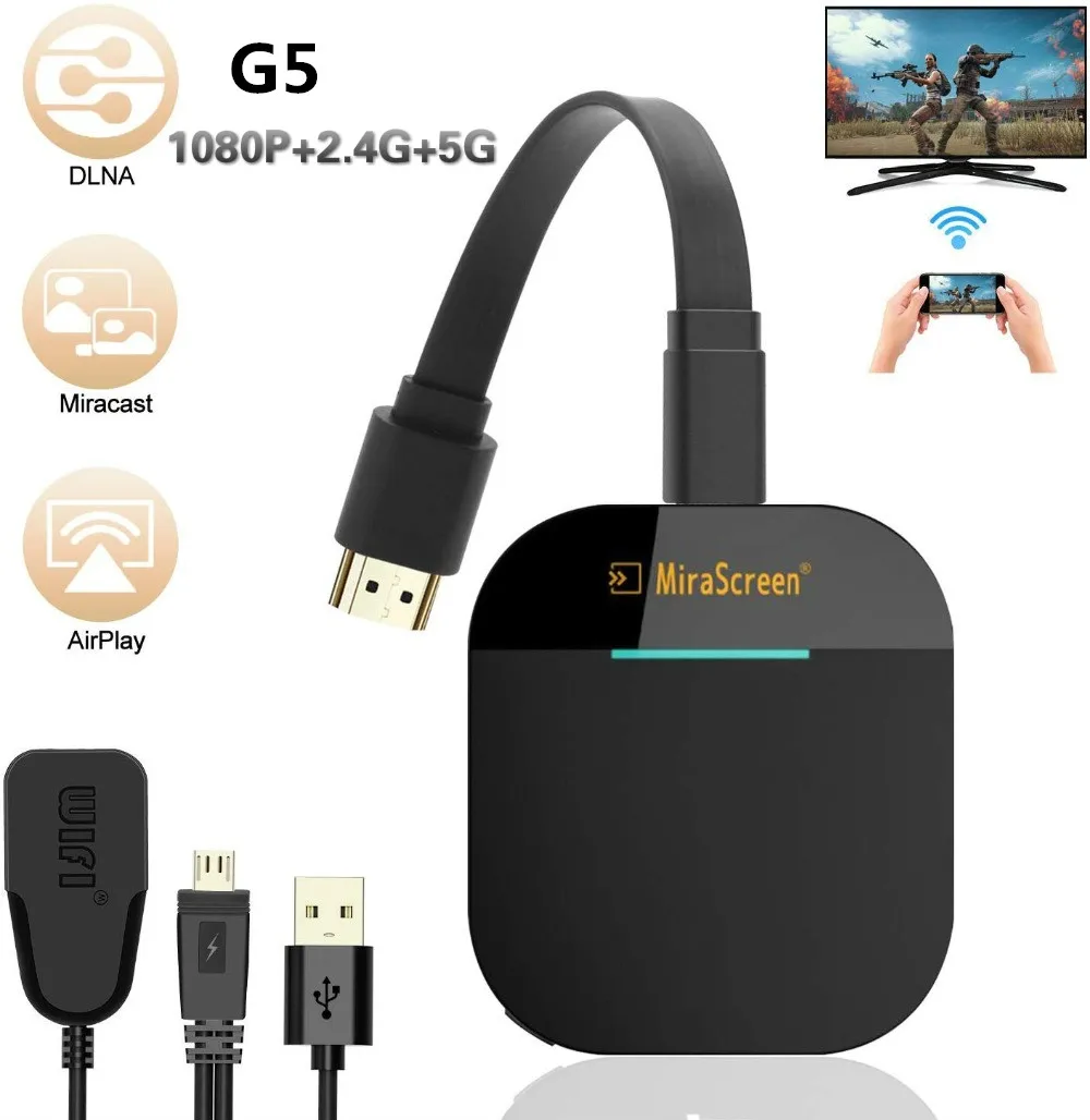 ТВ-флешка 4K 5G Беспроводной Wi-Fi дисплей приемник HDMI DLNA Airplay MirrorScreen ТВ-приемник для