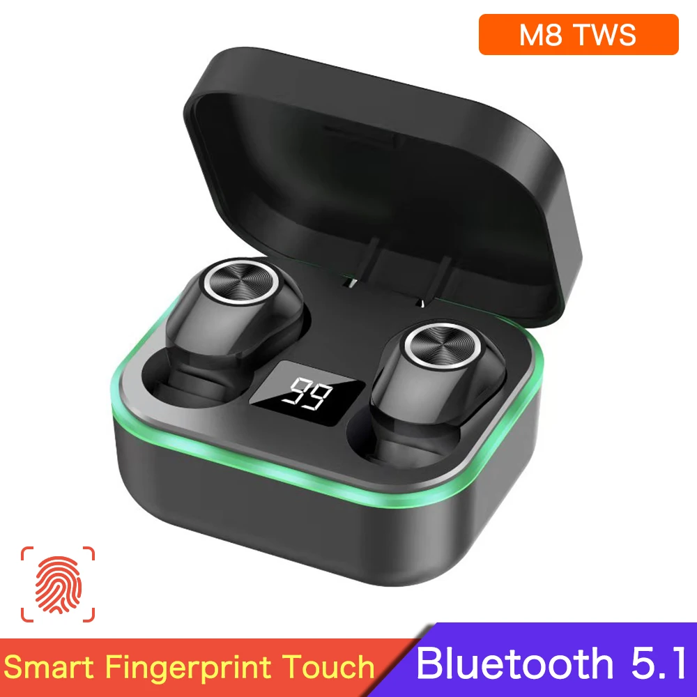 

M8 TWS Touch Control Wireless Earphones Bluetooth V5.1 Headphones Sports Noise Cancelling Headset Waterproof Earbuds With Mic