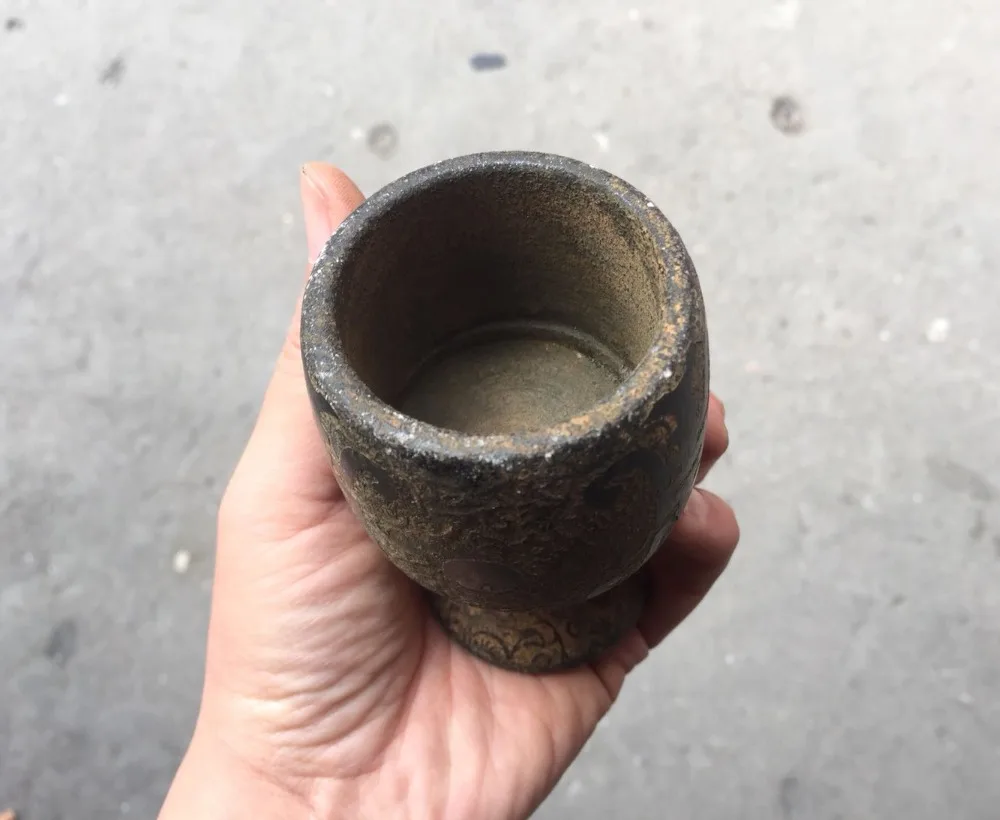 

China's old jade Cup Embossed Shouzi Jade Cup Longtu Cup