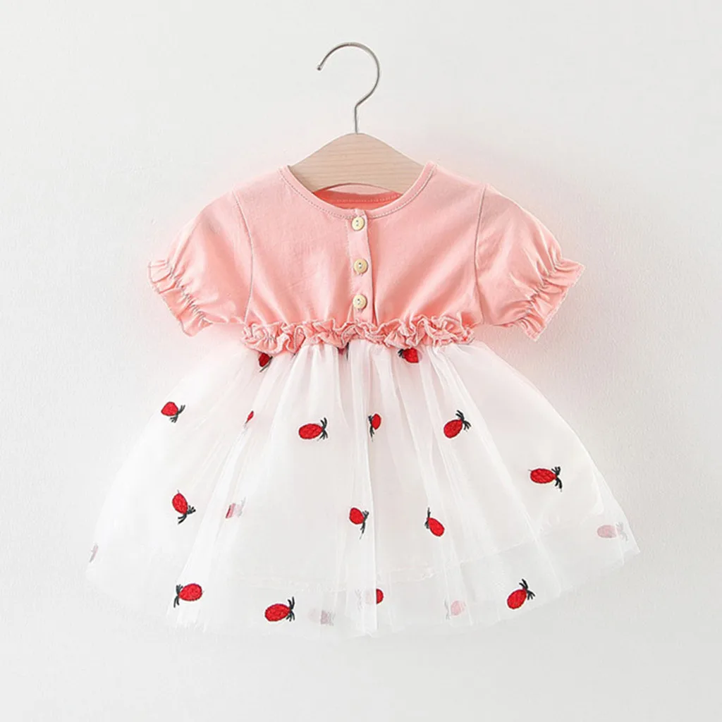 Для малышей платье для маленьких девочек Платья с короткими рукавами