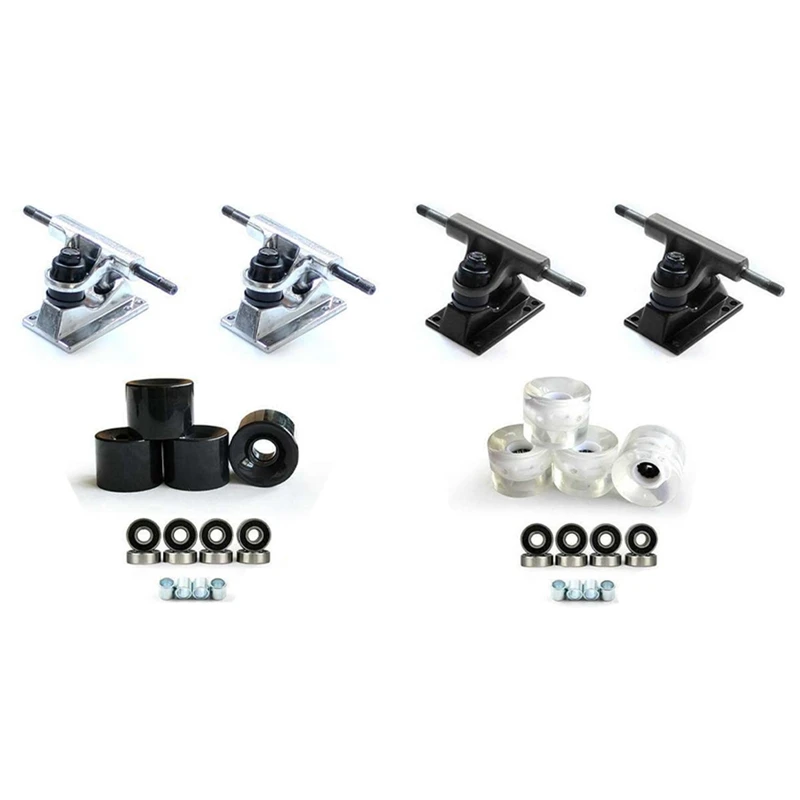 

DIY 3,25 дюймов черный подвески для скейтборда с 60X45mm PU светодиодный колеса скейтборда моста и ABEC-9 подшипники