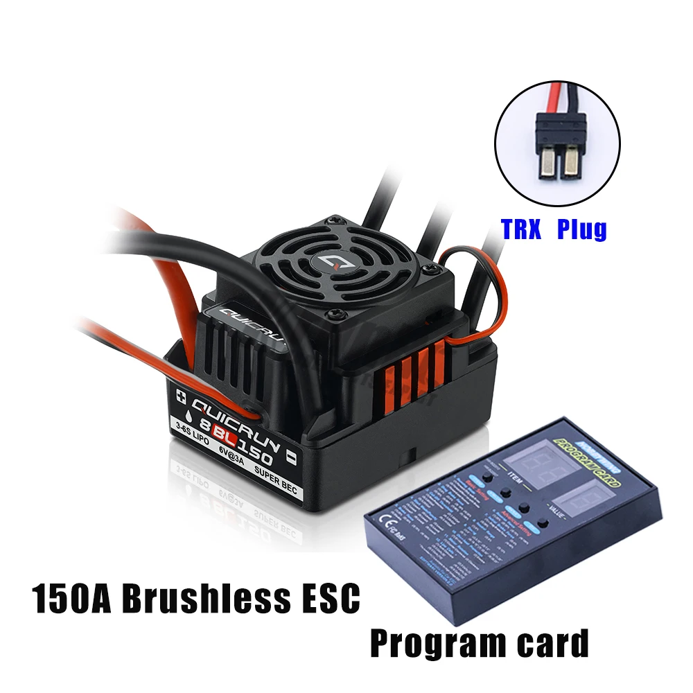 TRAXXAS connector Фирменная Новинка Водонепроницаемый 150A щеточный электронный регулятор скорости Hobbywing Quicrun WP-8BL 150 бесщеточный Бессенсорное ESC Скорость контроллер для 1/8RC автомобили+ светодиодный дисплей окно программы - Цвет: TRAXXAS connector
