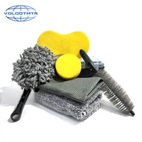 car cleaning kit wheel rim brush microfiber towel waxing sponge interior chenille brush for detail detailing clean wash tools