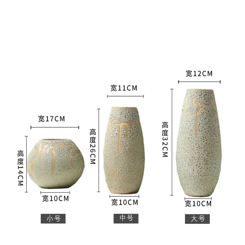 

Creative Retro Ceramic Vase Home Decoration Ornaments Living Room Flower Arrangement Container Coarse Ceramic Office Furnishings