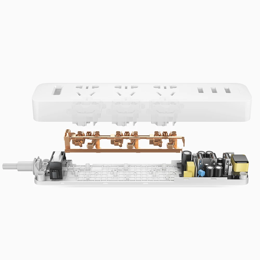 Блок розеток Xiaomi Mijia с 3 USB-портами и стандартными розетками | Электроника