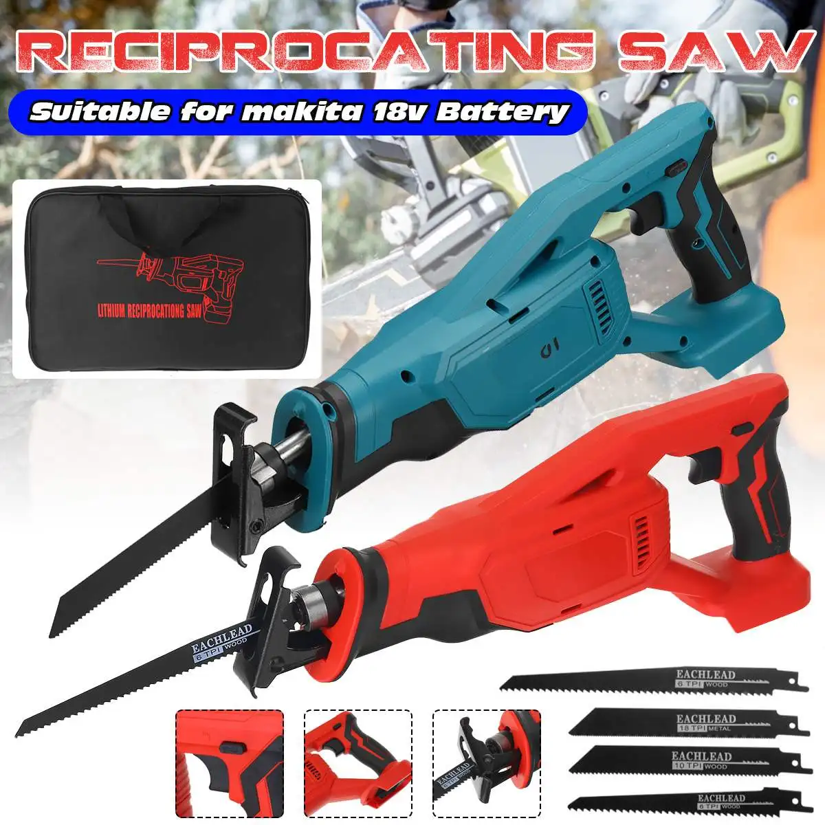 

Wolike Electric Saw Reciprocating Saw with 4 Blades 4000RPM/min Cordless Woodworking Power Tools for Makita 18V Battery