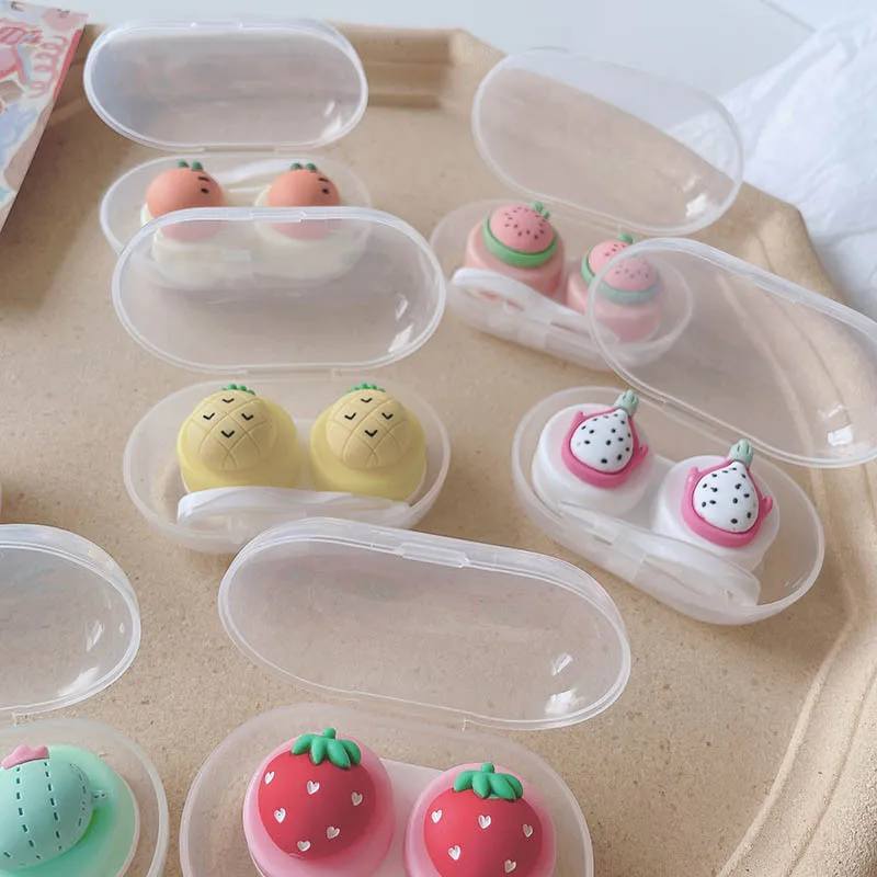 

Cute Girl Fruit Contact Lens Case Box Women Mini Cute Lovely Eyes Contact Lens Container Box Bag Travel Kit