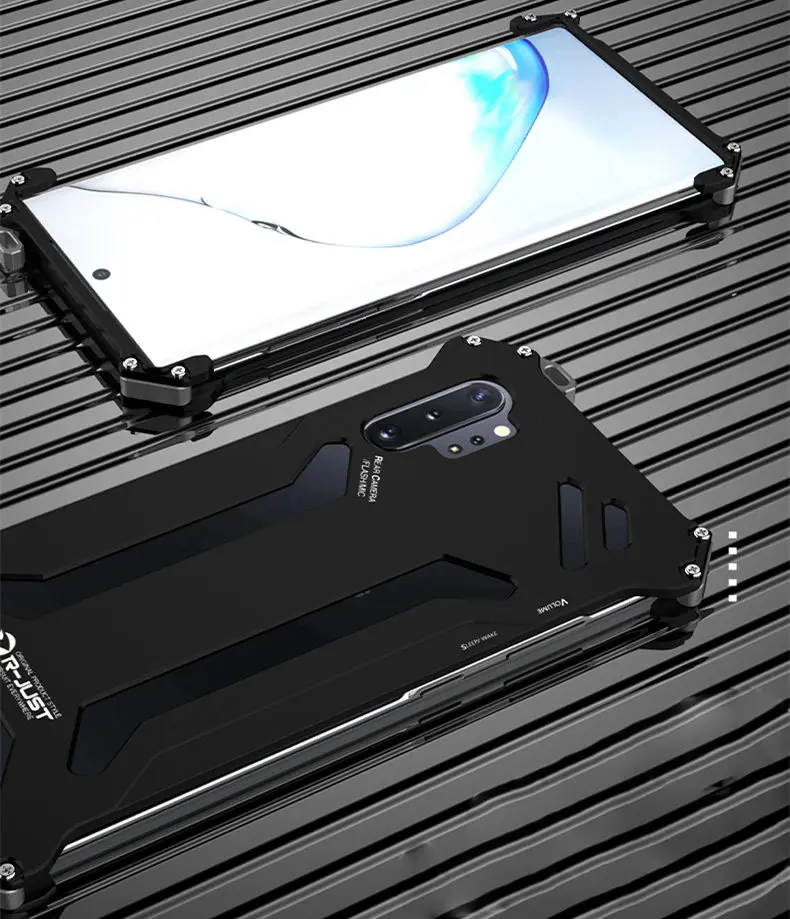 Черный Цинк алюминий сплав контрастные цвета металлический корпус для samsung Galaxy Note 10 10+ плюс Жесткий Чехол теплоотвод полые корейские - Цвет: Черный