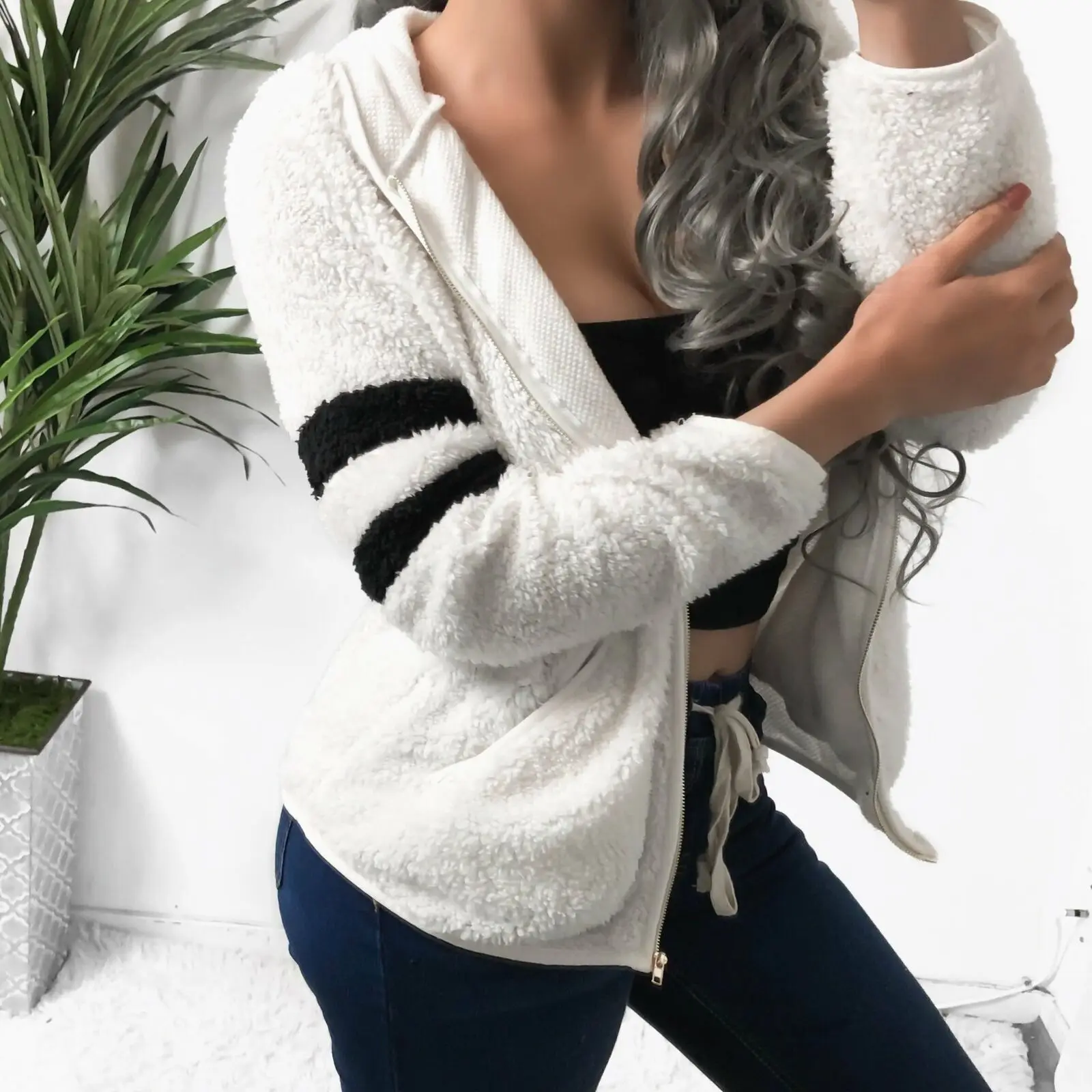 sweety Hot Sale Women Fleece Hoodies Winter Warm Hooded Long Sleeve Zipper Thicken Coat Outwear Sudaderas Jacket Sweatshirts | Женская