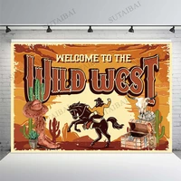 western backdrop banner horses boy girl western cowboy theme backdrop wild west party banner wall decorations background