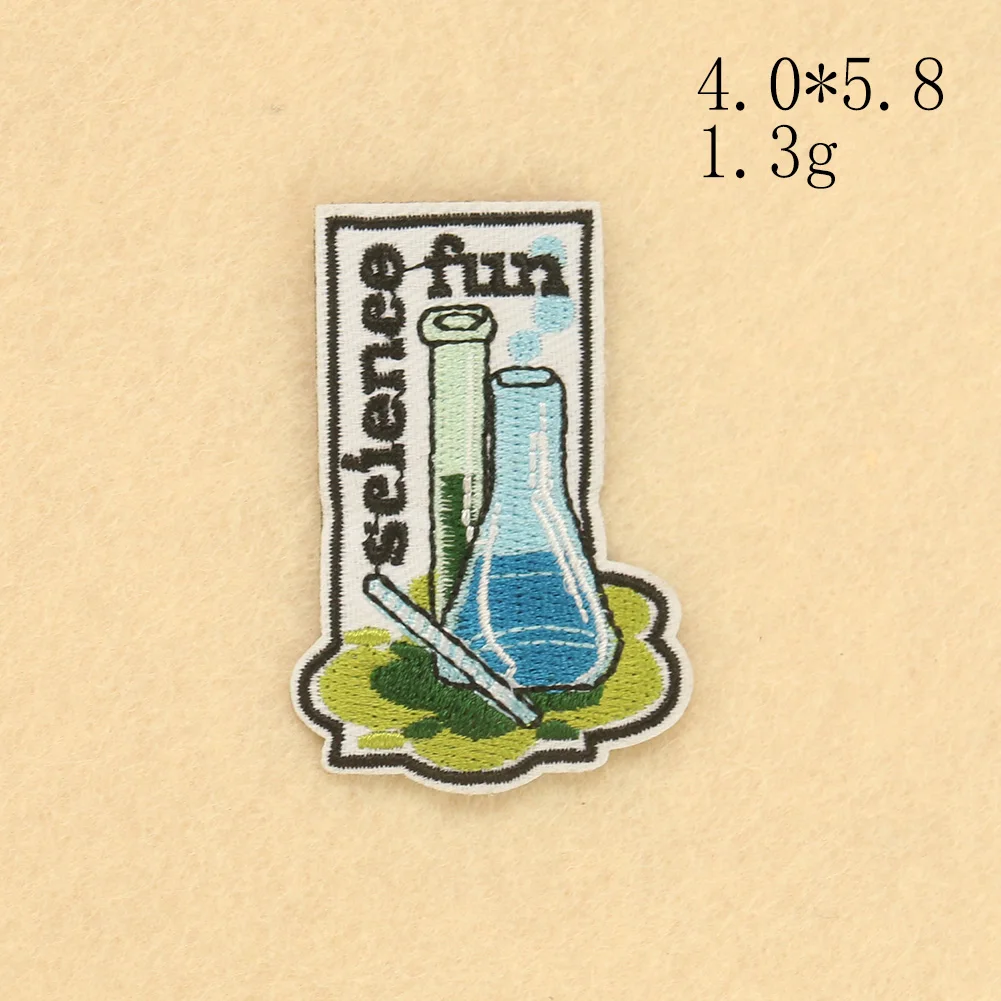 2PCS Science Fun Patch Chemistry Experiment Clothes Stickers Embroidery Applique Scientist Fabric Badge Iron on Patches | Дом и сад