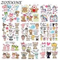 zotoone cute animal combination unicorn iron on patches for clothing thermo stickers heart transfers patch applique kid clothes