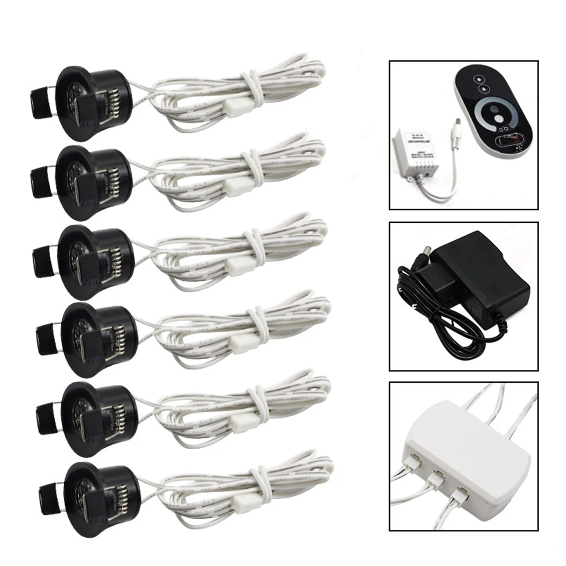 Dimmable 6 lamp set Светодиодный IARY 12V Мини светодиодный точечные потолочные светильники с регулируемой яркостью лампы комплект дистанционного Управление потолочные встраиваемые 1,5 Вт 27 мм выреза для черная подсветка для шкафов - Испускаемый цвет: Dimmable 6 lamp set