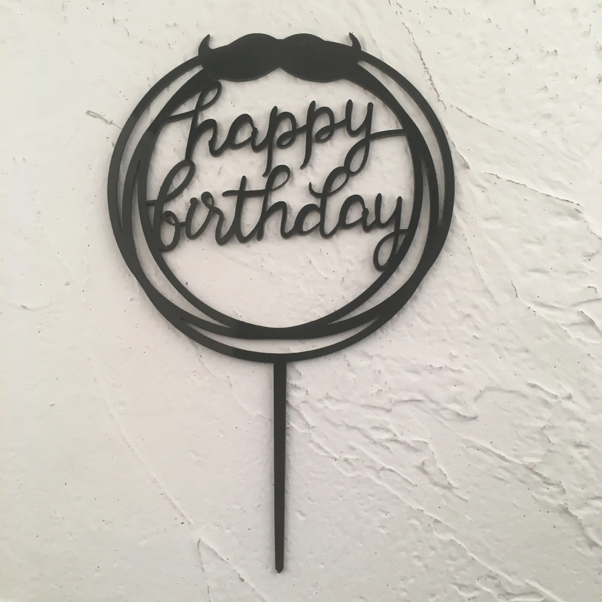 

Beard Acrylic Happy Birthday Cake Topper Black Birthday Cake Baking Supplies for Kids Birthday Party Cake Decoration Baby Shower